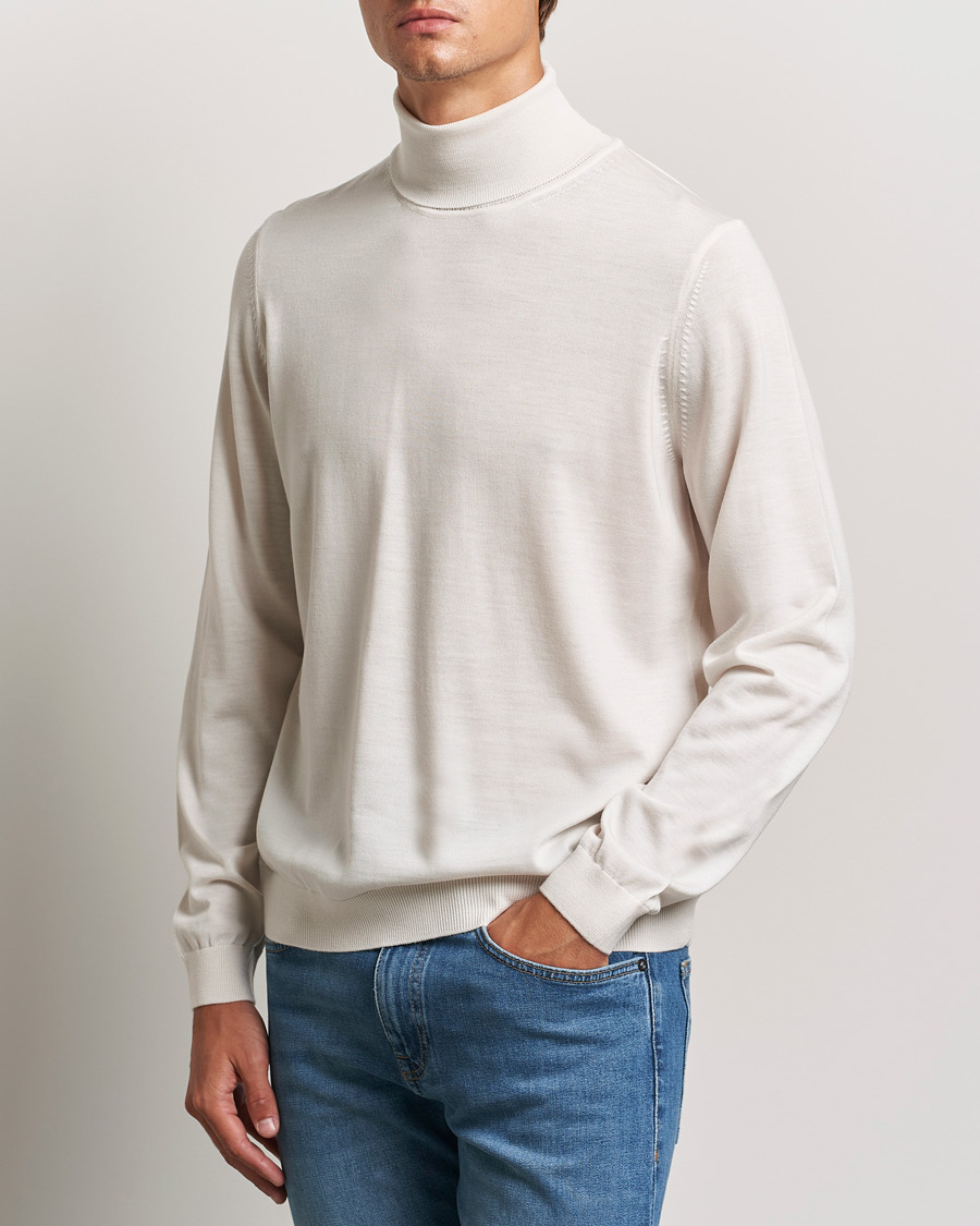 Herren | Pullover | BOSS BLACK | Musso Merino Knitted Polo Open White