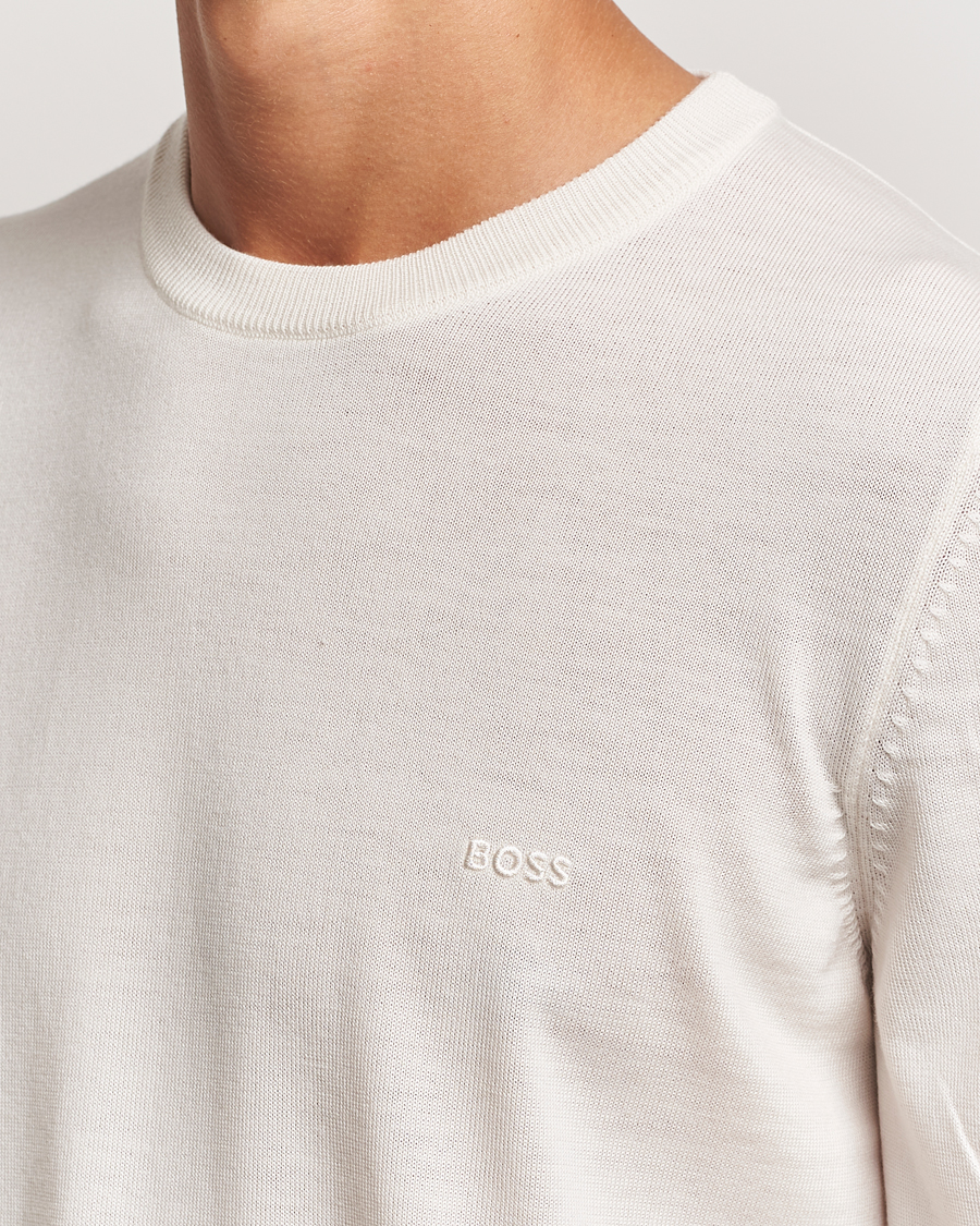 Herren | Pullover | BOSS BLACK | Botto Merino Knitted Pullover Open White