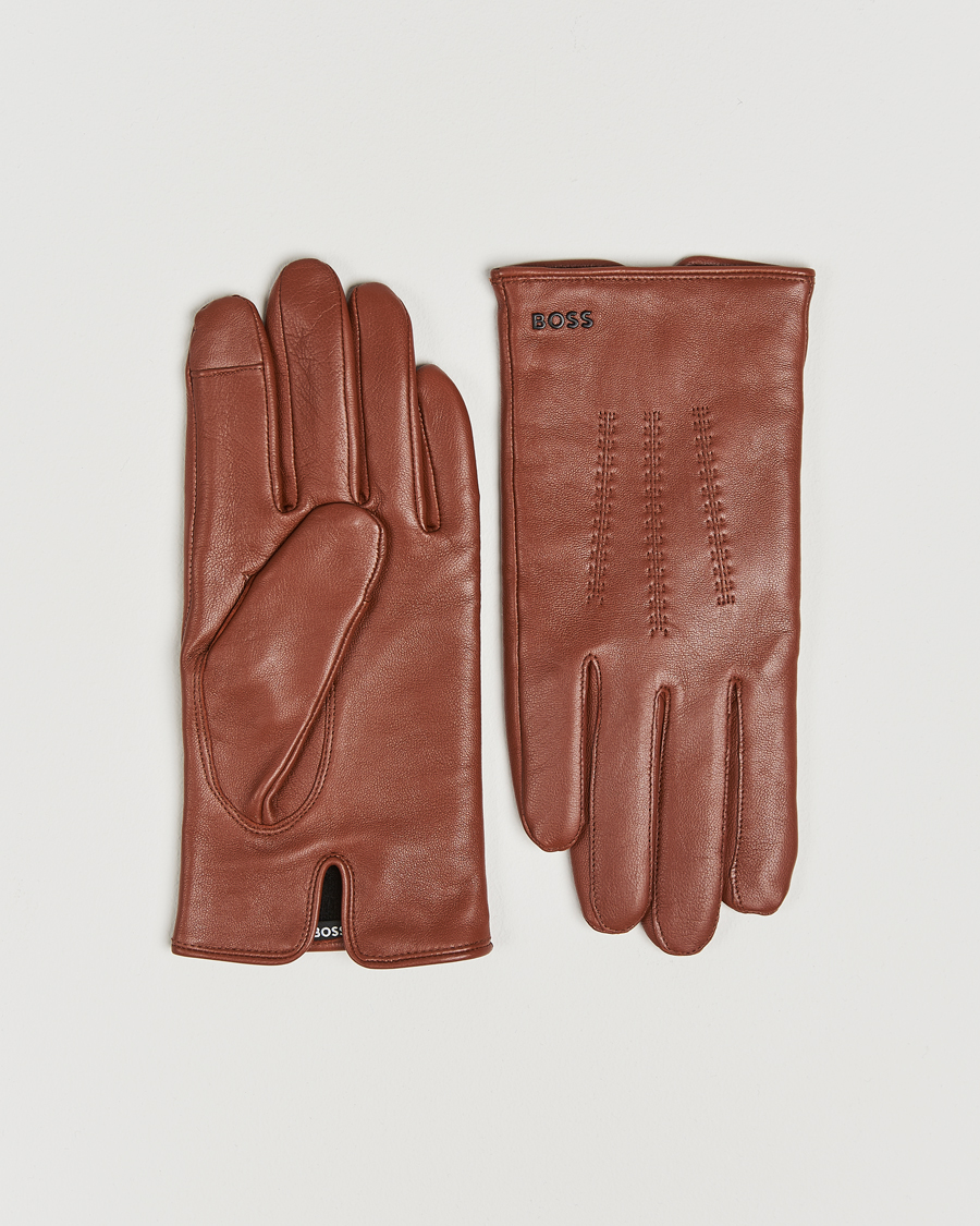 Herren | BOSS BLACK Hainz Leather Gloves Medium Brown | BOSS BLACK | Hainz Leather Gloves Medium Brown