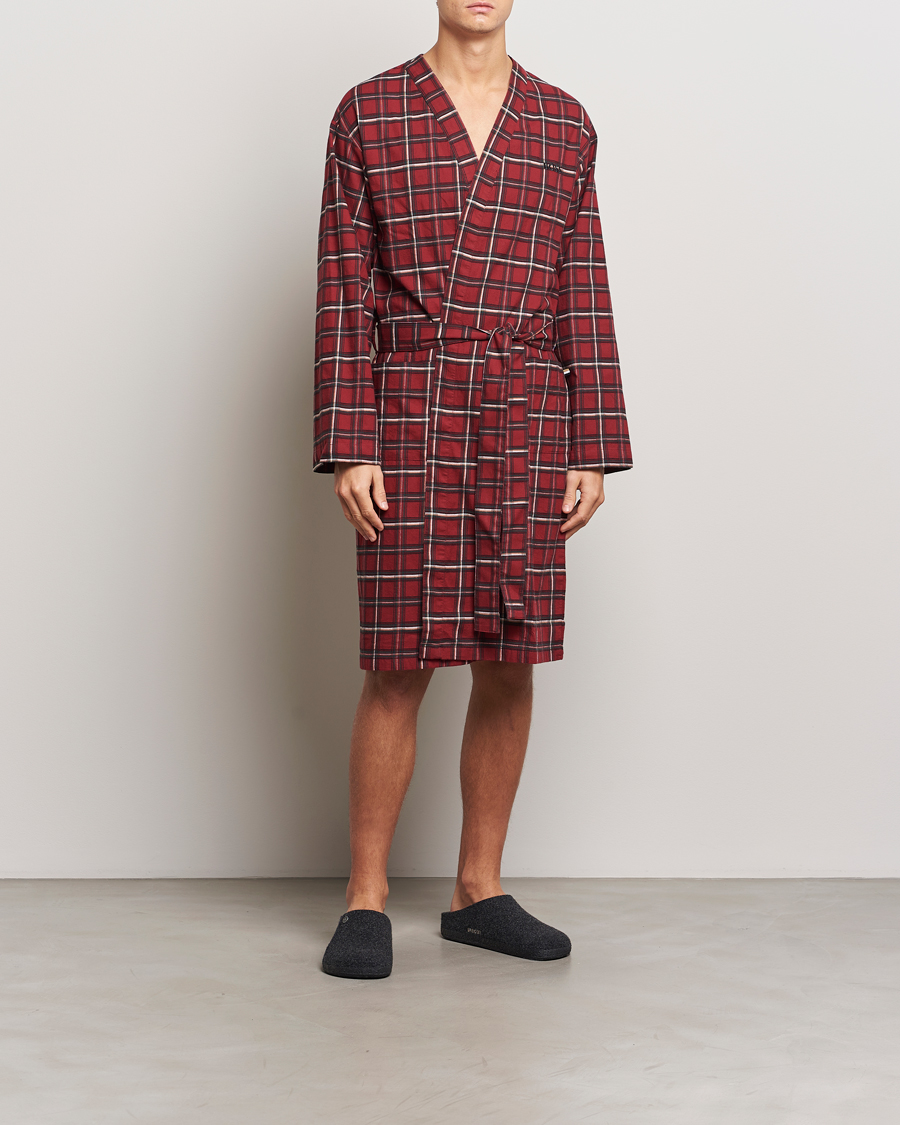 Herren | Schlafanzüge & Bademäntel | BOSS BLACK | Holiday Checked Robe Dark Red