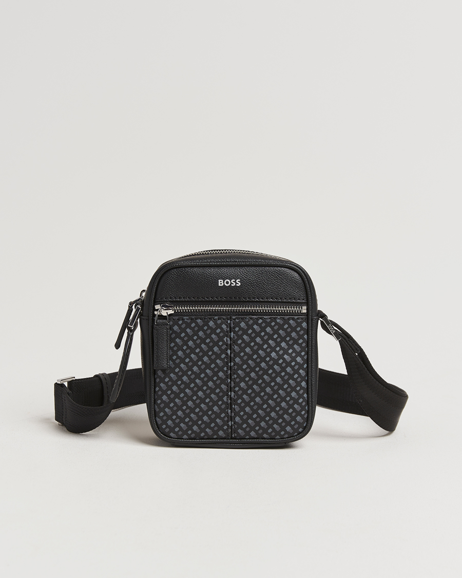 Herren | BOSS BLACK Zair Monogram Shoulder Bag Black | BOSS BLACK | Zair Monogram Shoulder Bag Black