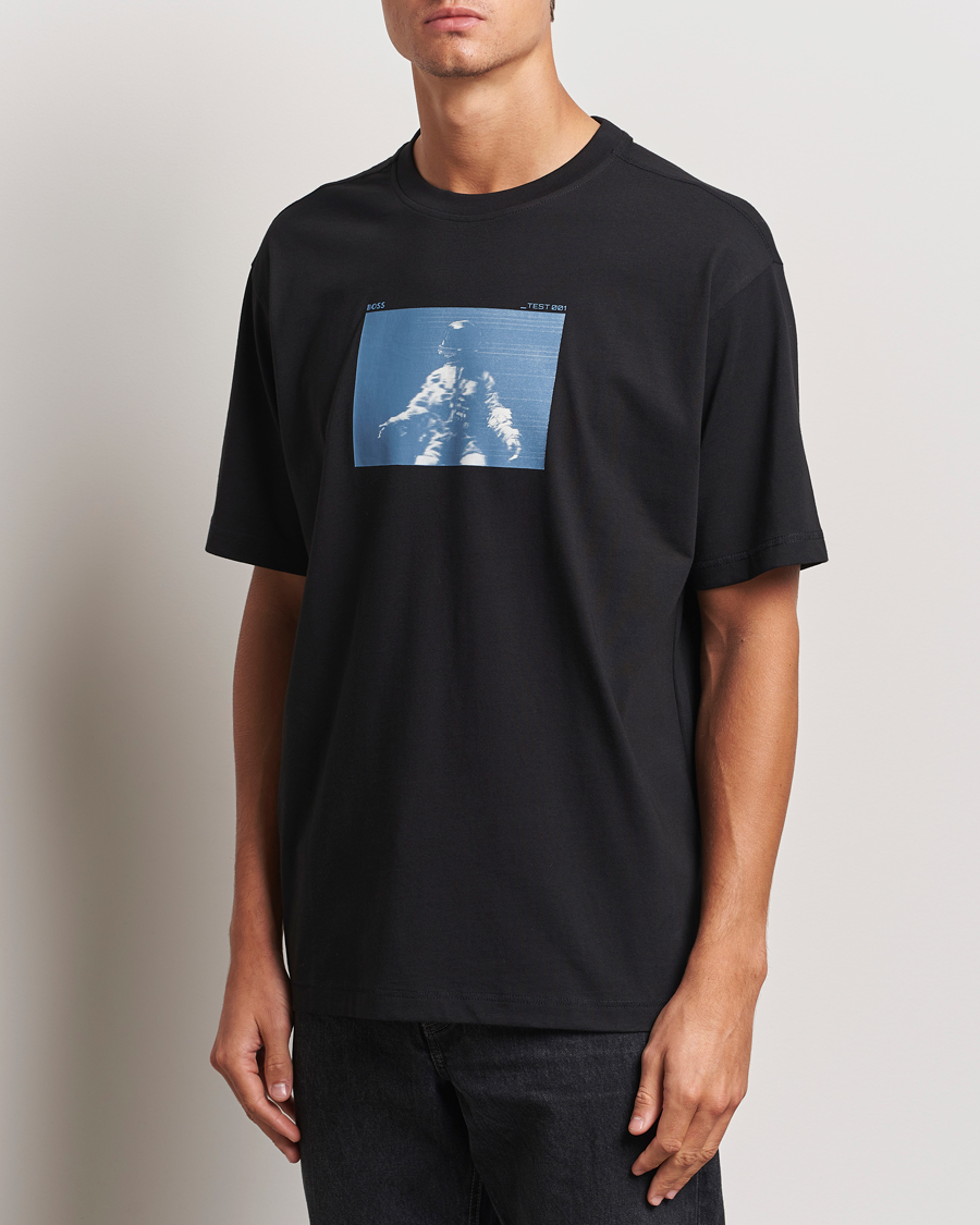 Herren | T-Shirts | BOSS ORANGE | Printed Crew Neck T-Shirt Black
