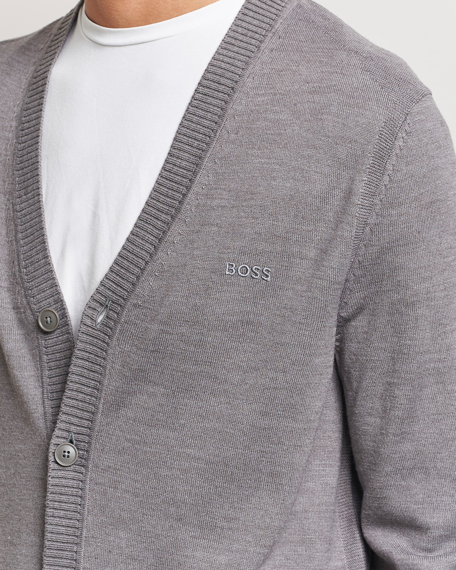 Herren | Pullover | BOSS ORANGE | Avac Wool Knitted Cardigan Light Grey