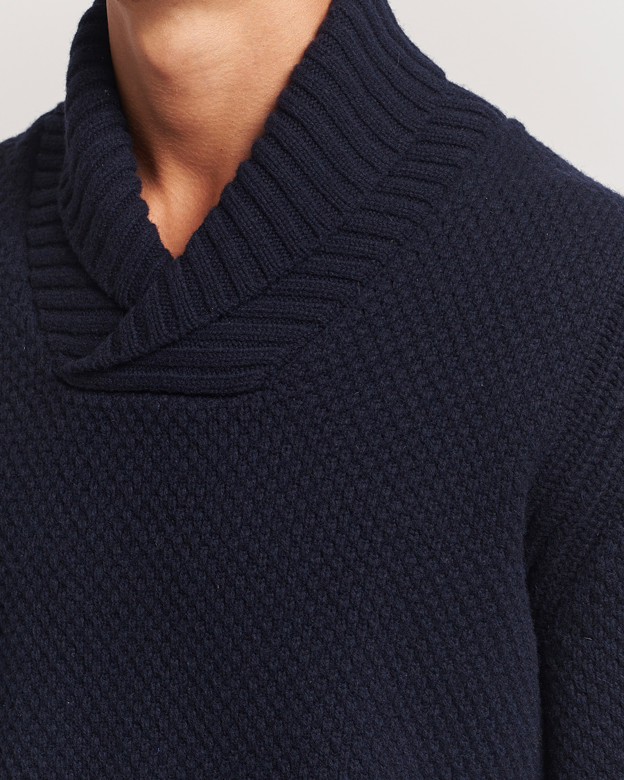 Herren | Pullover | BOSS ORANGE | Amadon Knitted Shawl Collar Sweater Dark Blue