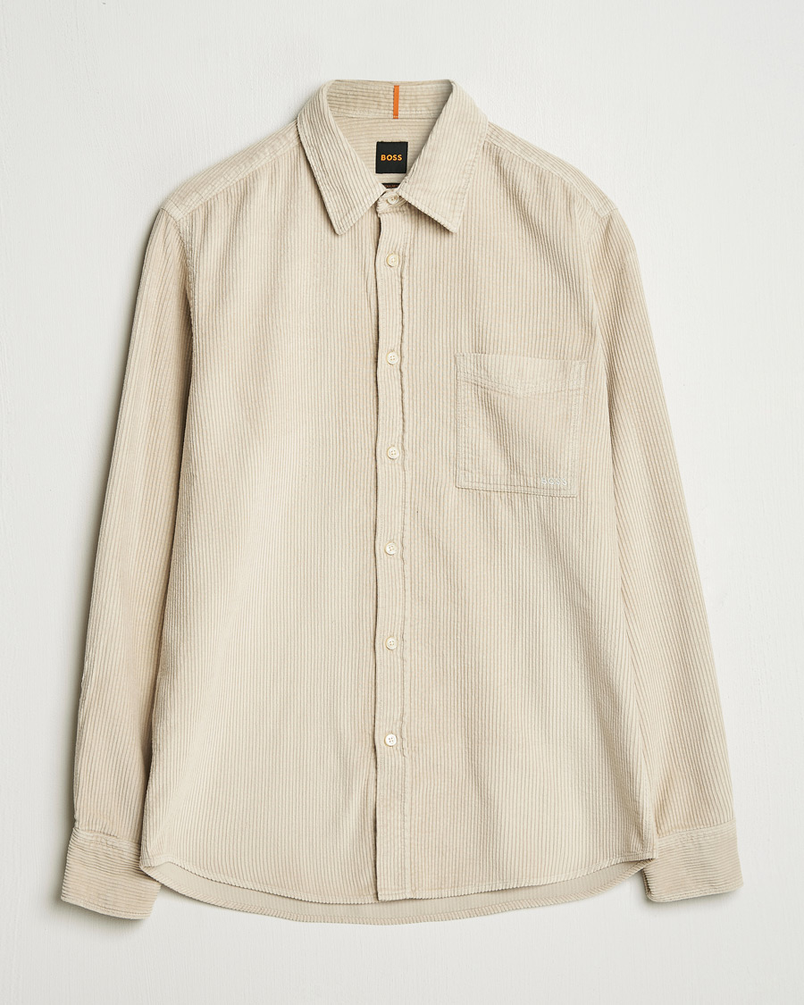 Herren | Hemden | BOSS ORANGE | Relegant Corduroy Shirt Light Beige