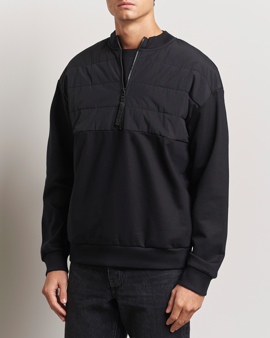 Herren | Pullover | HUGO | Detechsom Hybrid Half Zip Black