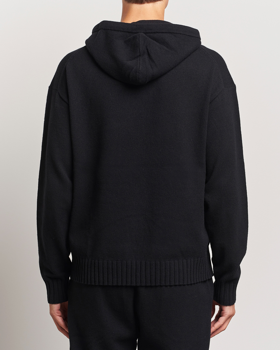 Herren | Pullover | HUGO | San Henry Wool Knitted Hoodie Black