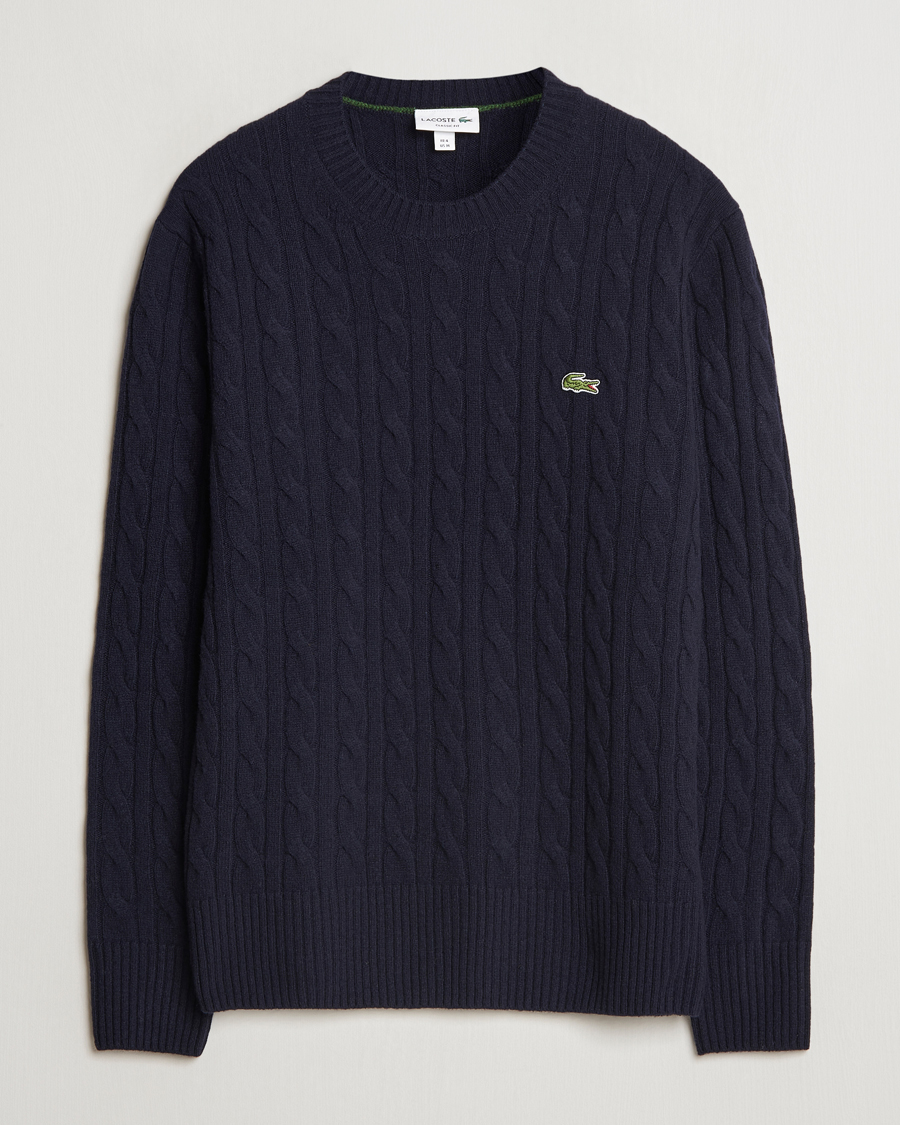 Herren | Pullover | Lacoste | Carded Wool Cable Crew Neck Navy