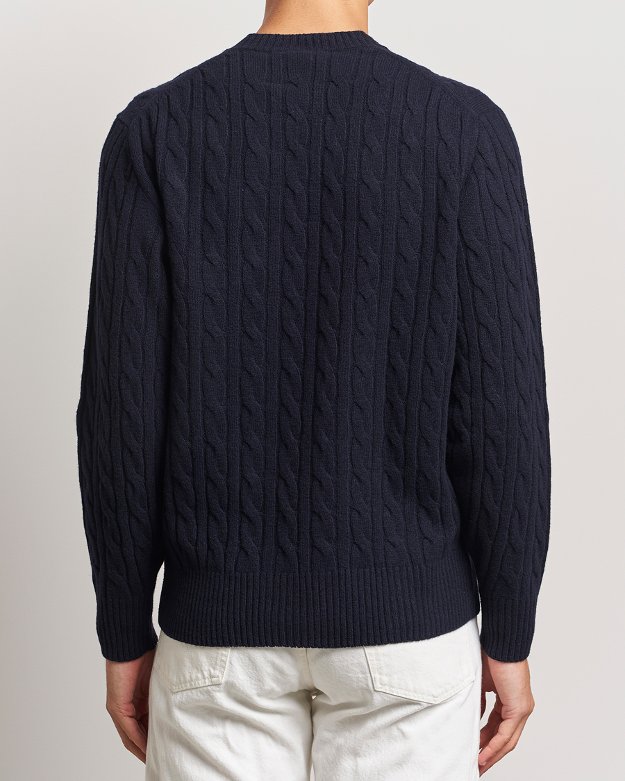Herren | Pullover | Lacoste | Carded Wool Cable Crew Neck Navy