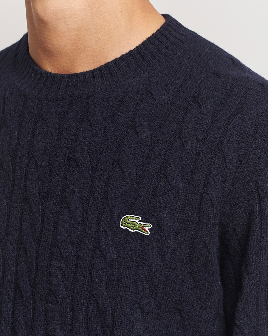 Herren | Pullover | Lacoste | Carded Wool Cable Crew Neck Navy