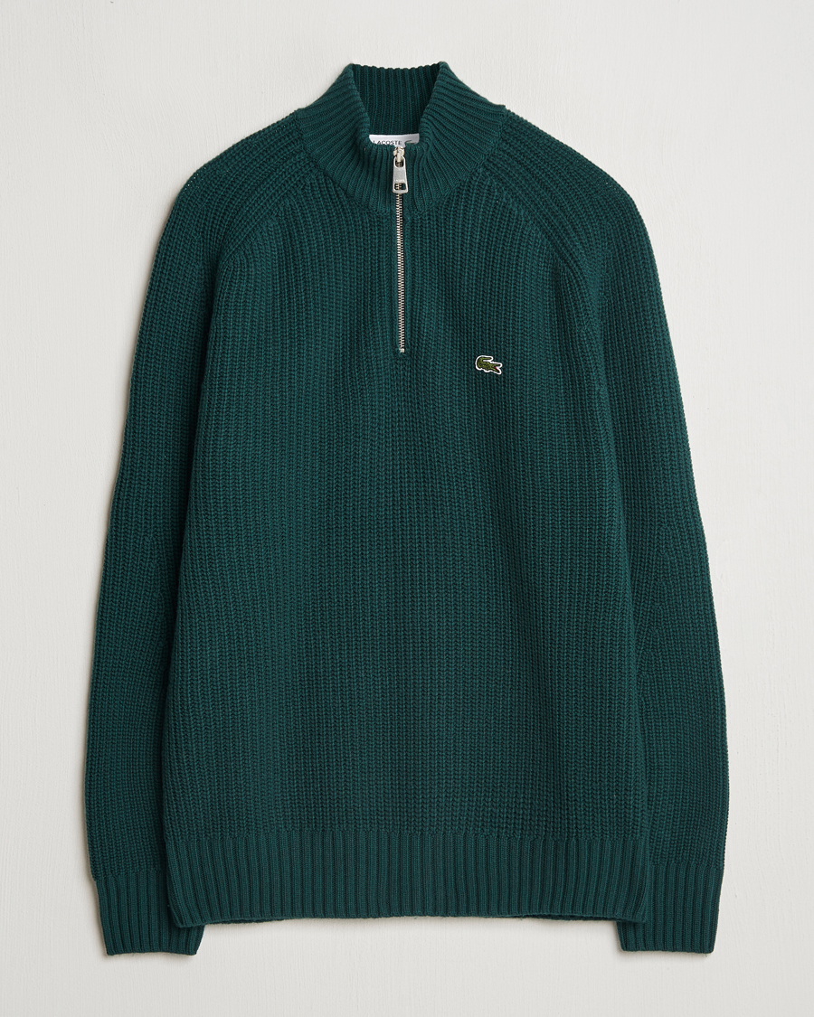 Herren | Pullover | Lacoste | Heavy Knitted Wool Half Zip Sinople