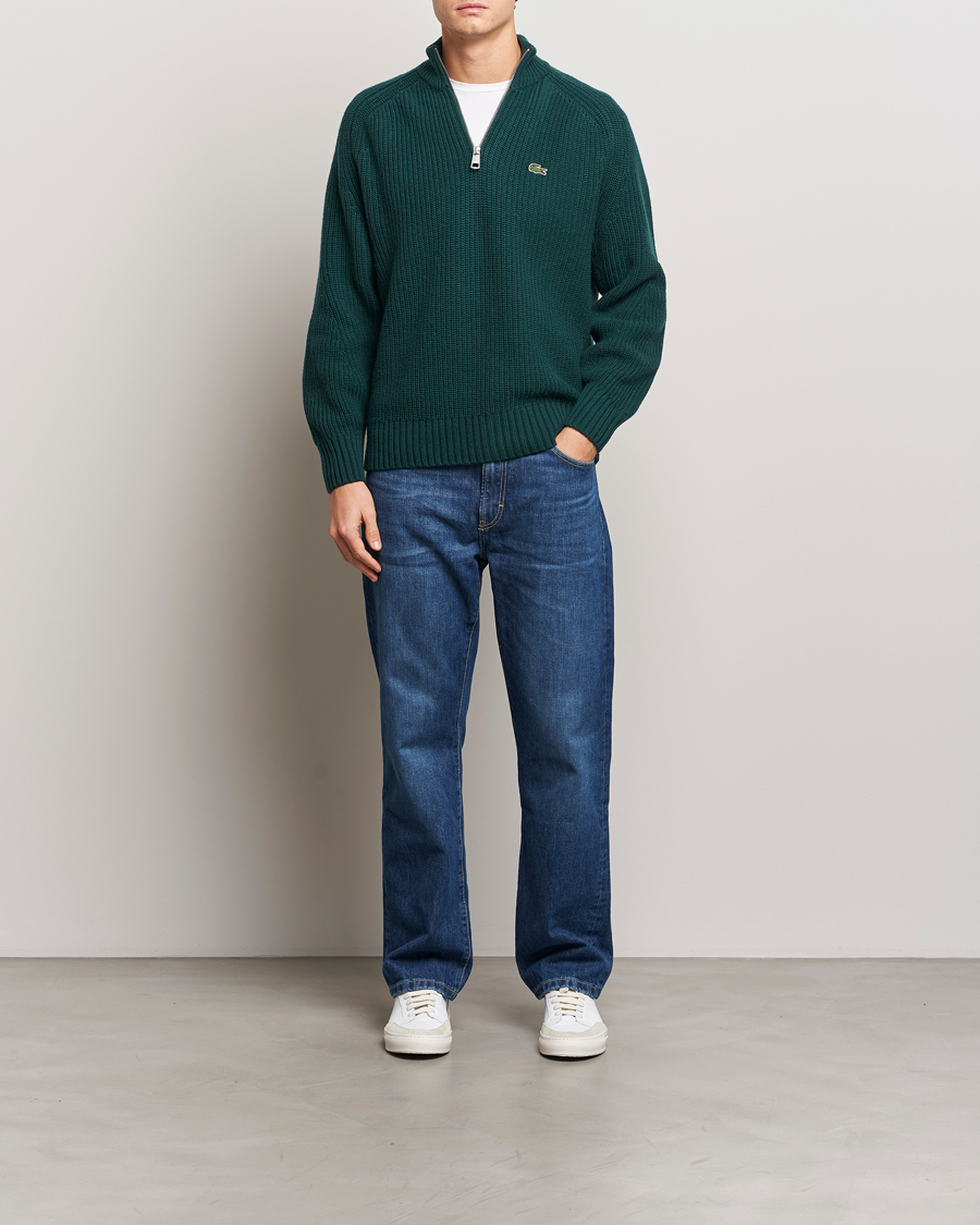 Herren | Pullover | Lacoste | Heavy Knitted Wool Half Zip Sinople