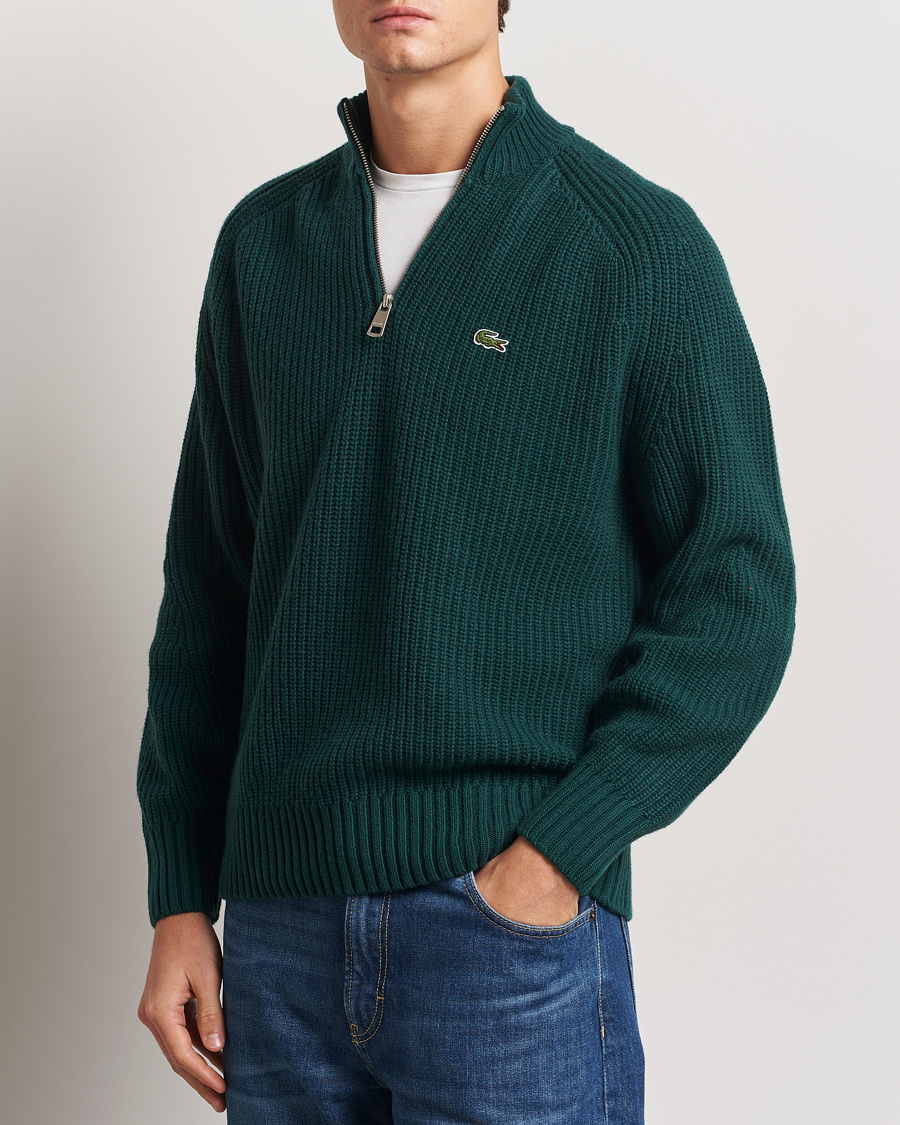 Herren | Pullover | Lacoste | Heavy Knitted Wool Half Zip Sinople