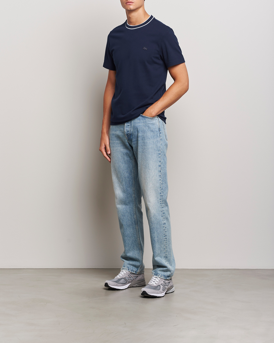Herren | T-Shirts | Lacoste | Contrast Rib Piqué T-Shirt Navy Blue