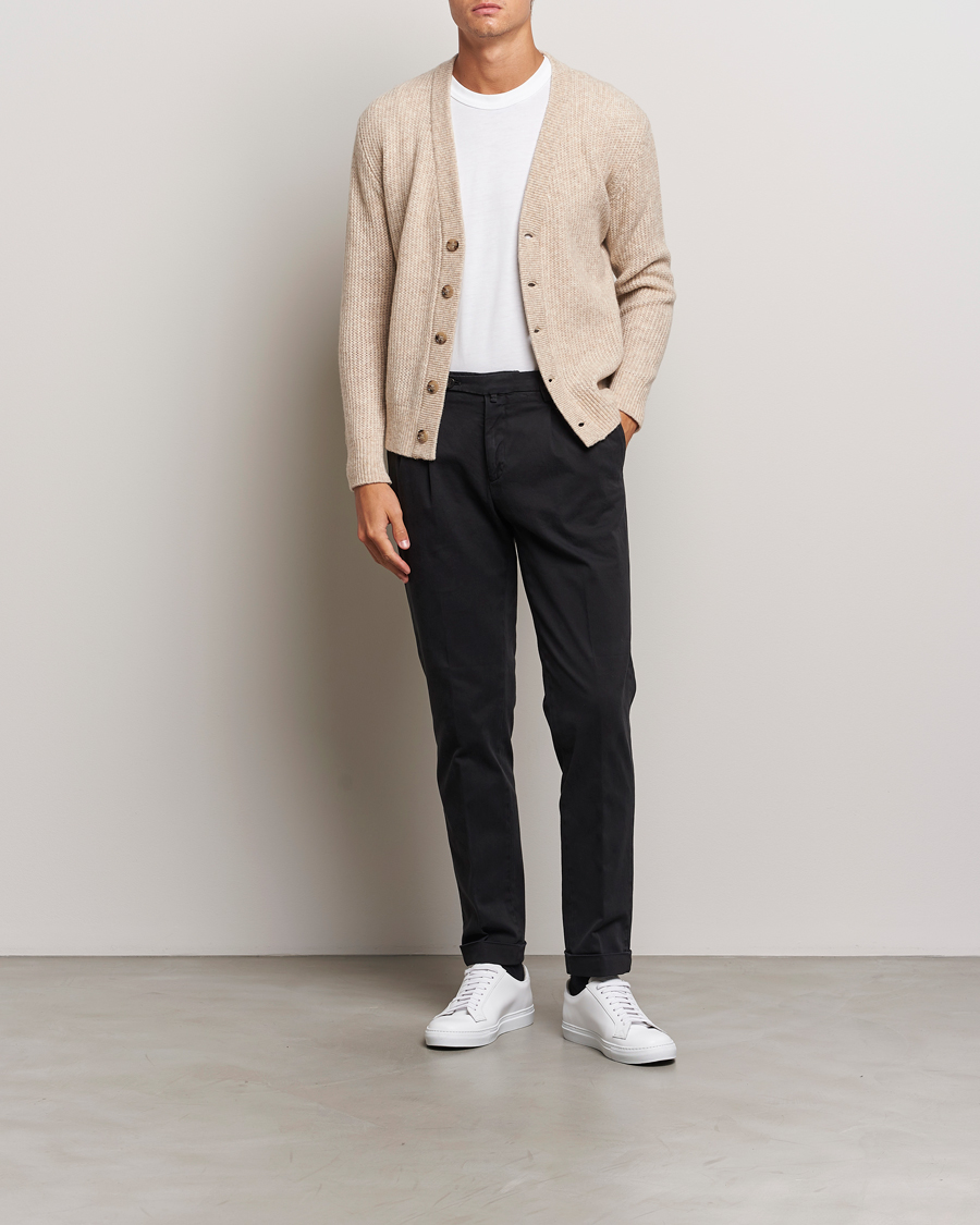 Herren | Hosen | Briglia 1949 | Easy Fit Pleated Cotton Stretch Chino Black