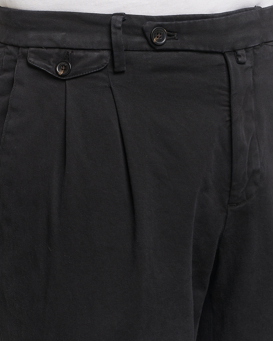Herren | Hosen | Briglia 1949 | Easy Fit Pleated Cotton Stretch Chino Black
