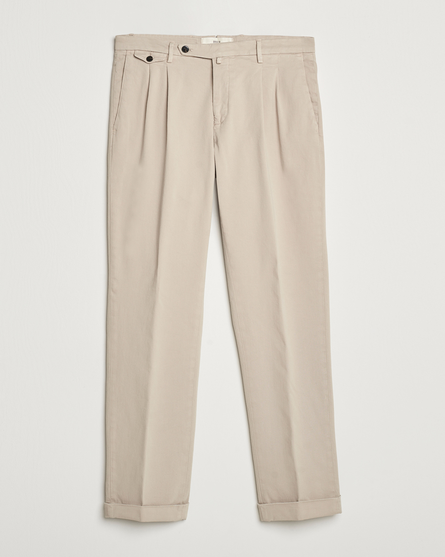 Herren | Hosen | Briglia 1949 | Easy Fit Pleated Cotton Stretch Chino Beige
