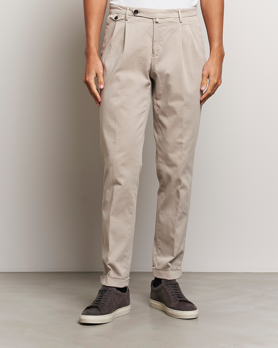 Herren | Hosen | Briglia 1949 | Easy Fit Pleated Cotton Stretch Chino Beige