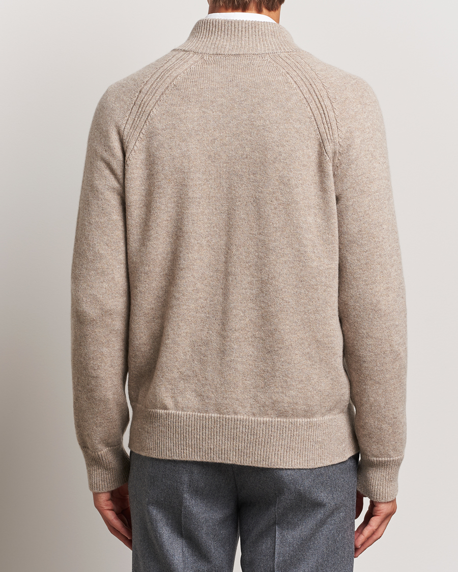 Herren | Pullover | Kiton | Cashmere Raglan Full Zip Beige