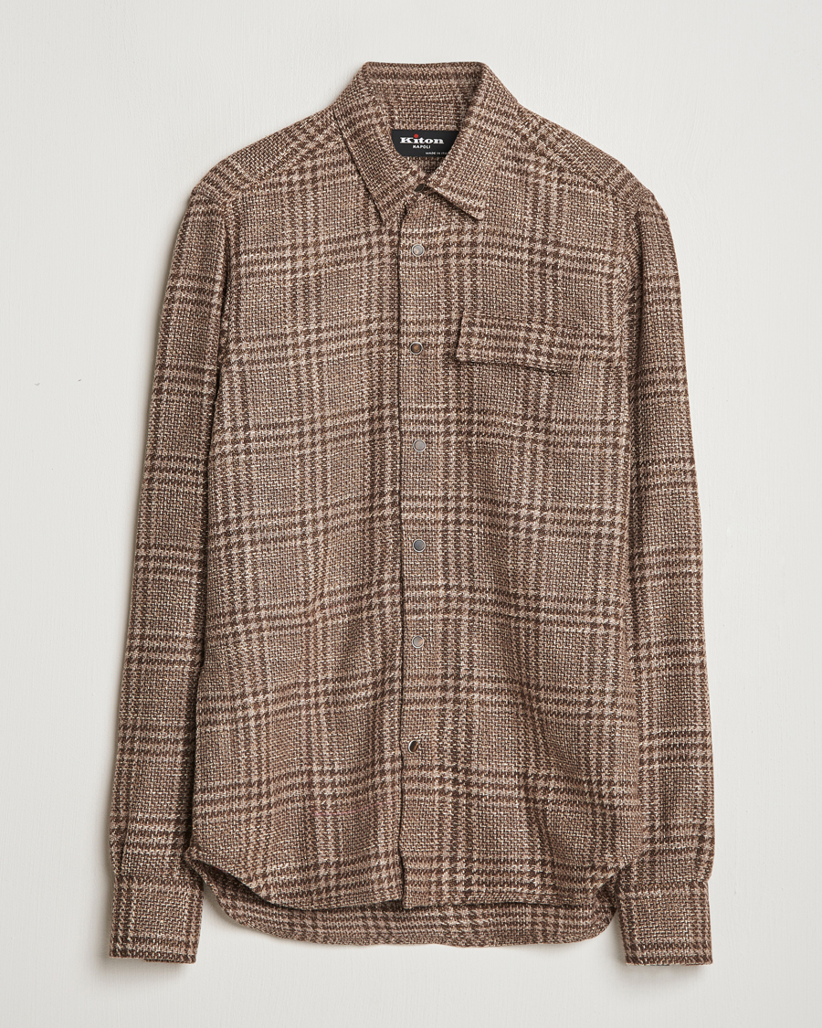 Herren | Hemden | Kiton | Wool Check Overshirt Brown Check