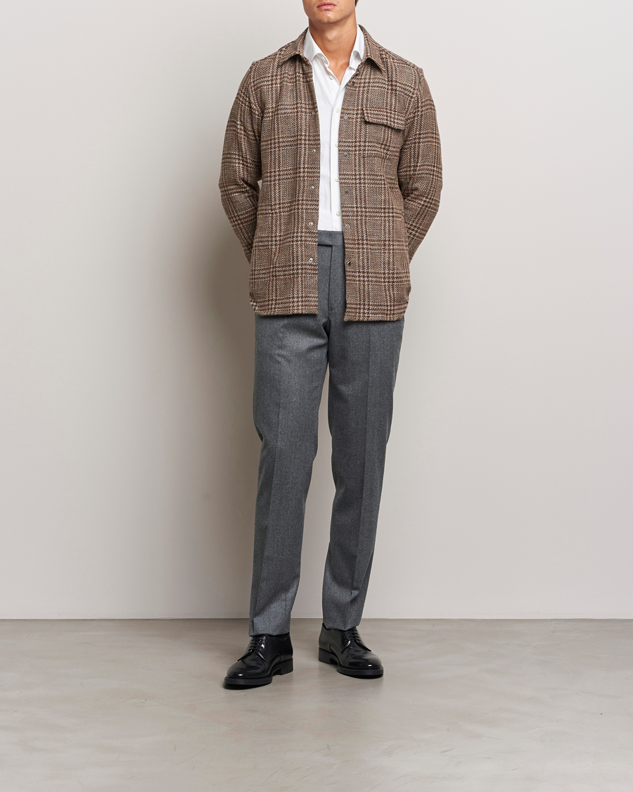 Herren | Hemden | Kiton | Wool Check Overshirt Brown Check