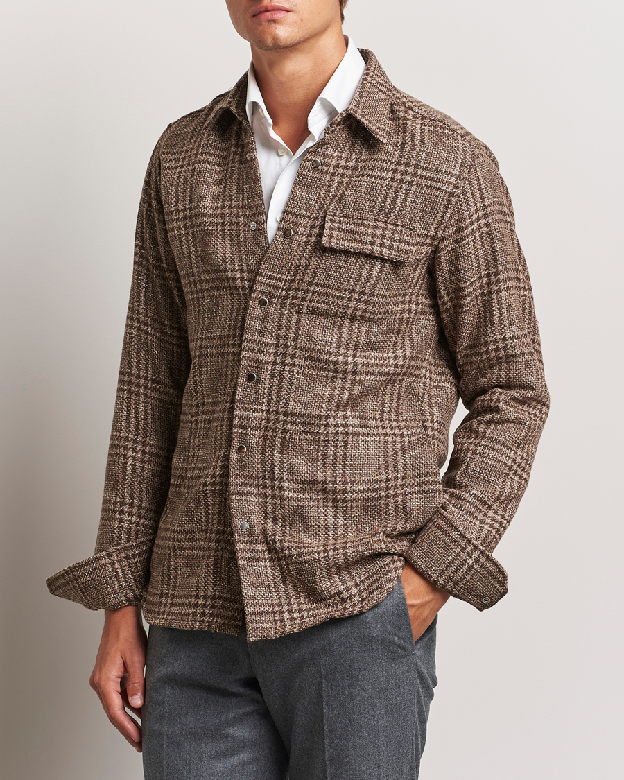 Herren | Hemden | Kiton | Wool Check Overshirt Brown Check