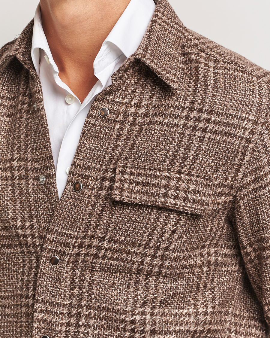 Herren | Hemden | Kiton | Wool Check Overshirt Brown Check