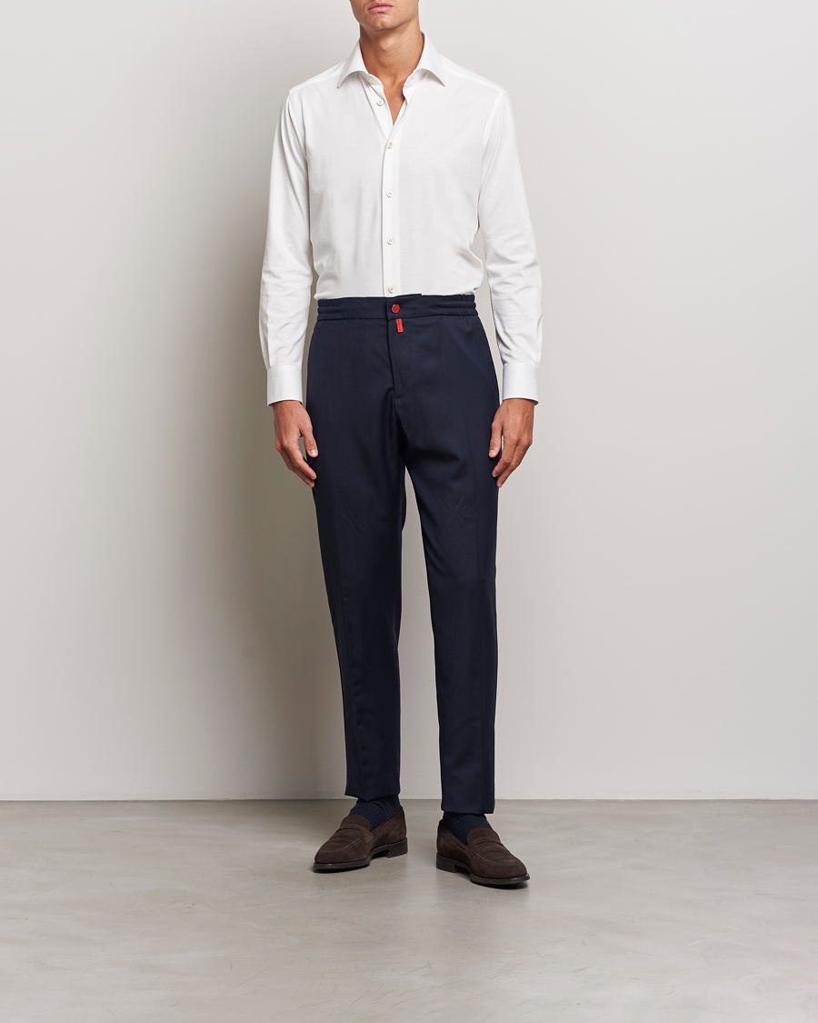 Herren | Hosen | Kiton | Wool Stretch Drawstring Trousers Navy