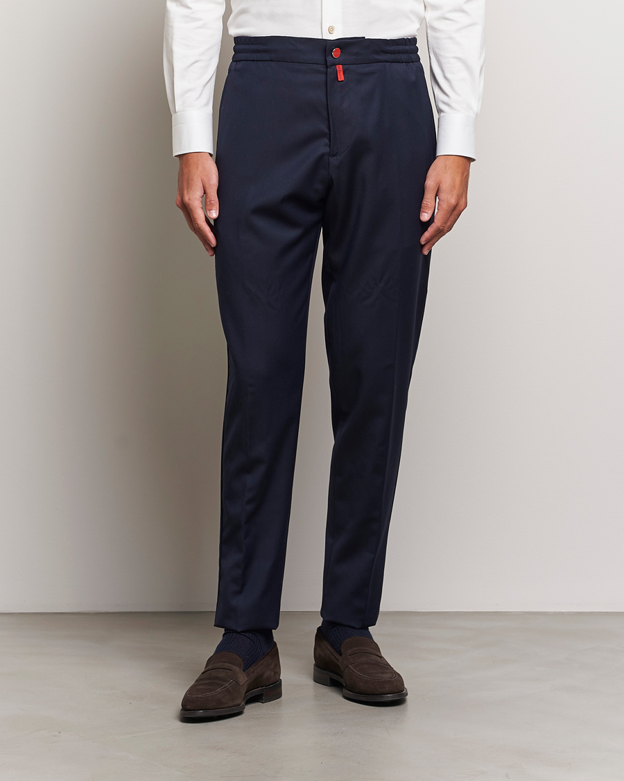 Herren | Hosen | Kiton | Wool Stretch Drawstring Trousers Navy