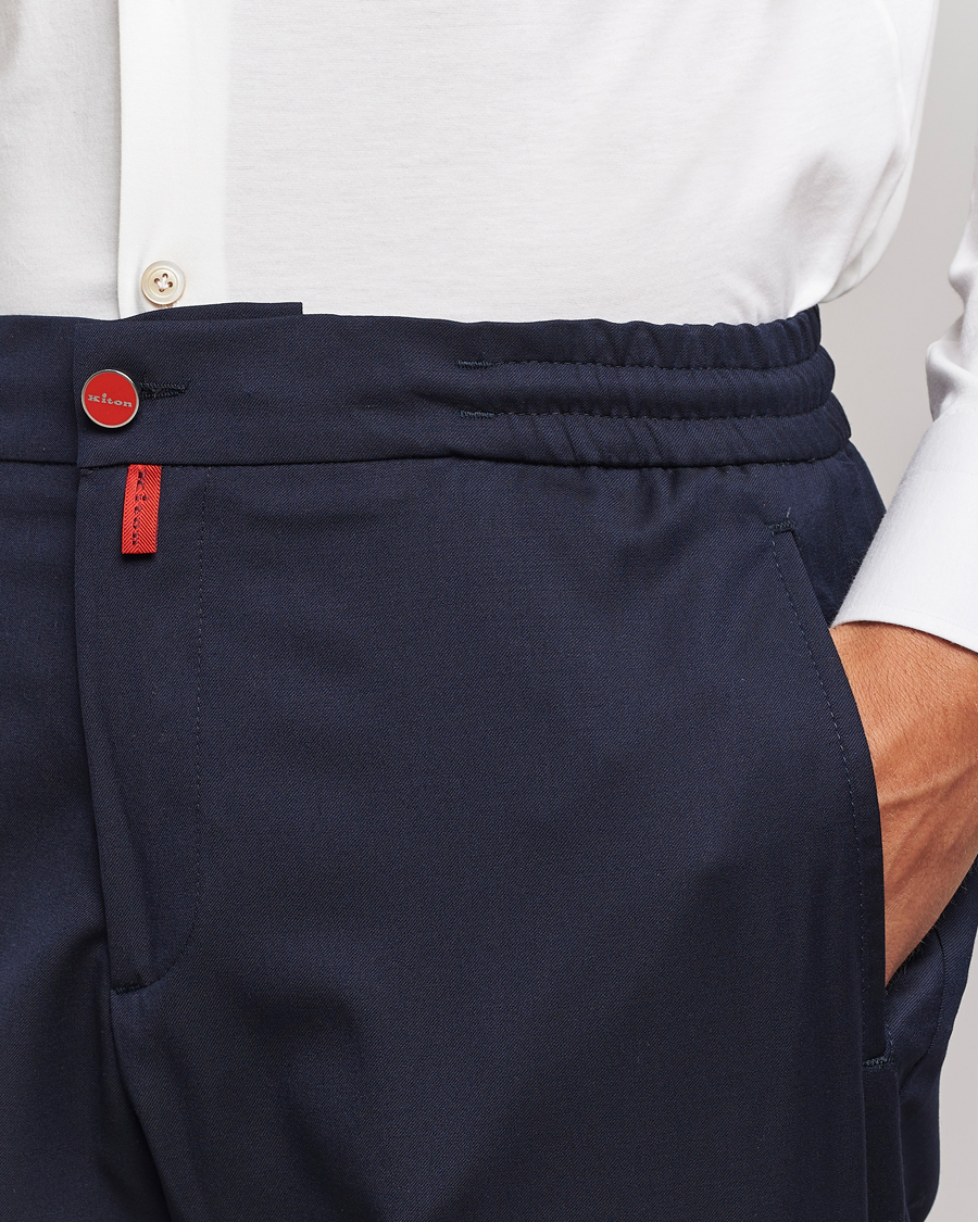 Herren | Hosen | Kiton | Wool Stretch Drawstring Trousers Navy