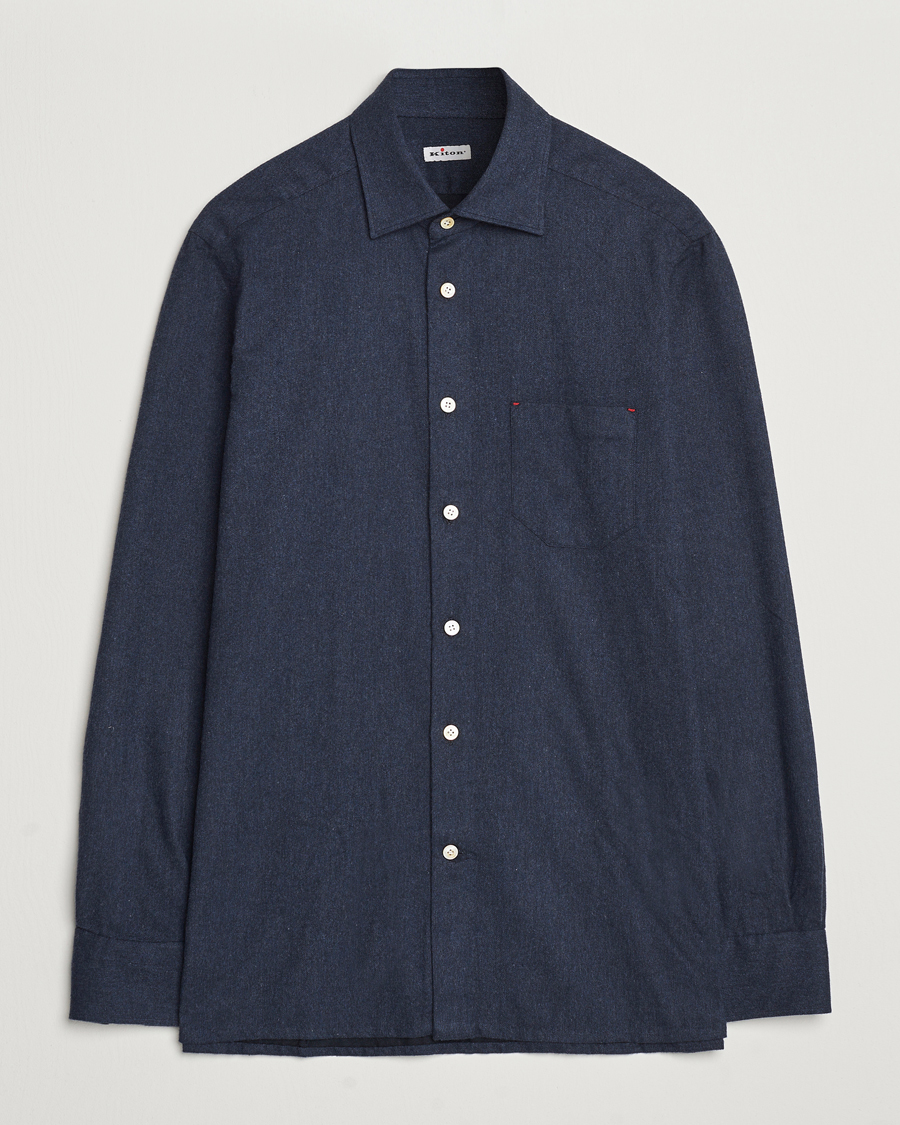 Herren | Hemden | Kiton | Soft Flannel Sport Shirt Navy