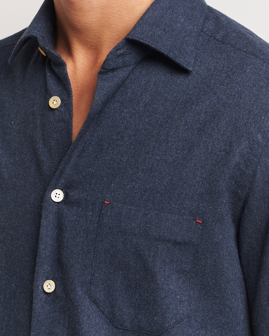 Herren | Hemden | Kiton | Soft Flannel Sport Shirt Navy