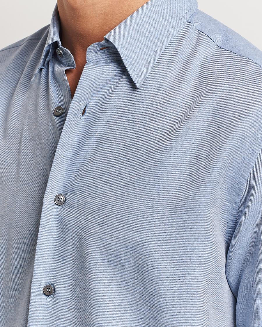 Herren | Hemden | Brioni | Cotton/Cashmere Flannel Shirt Light Blue