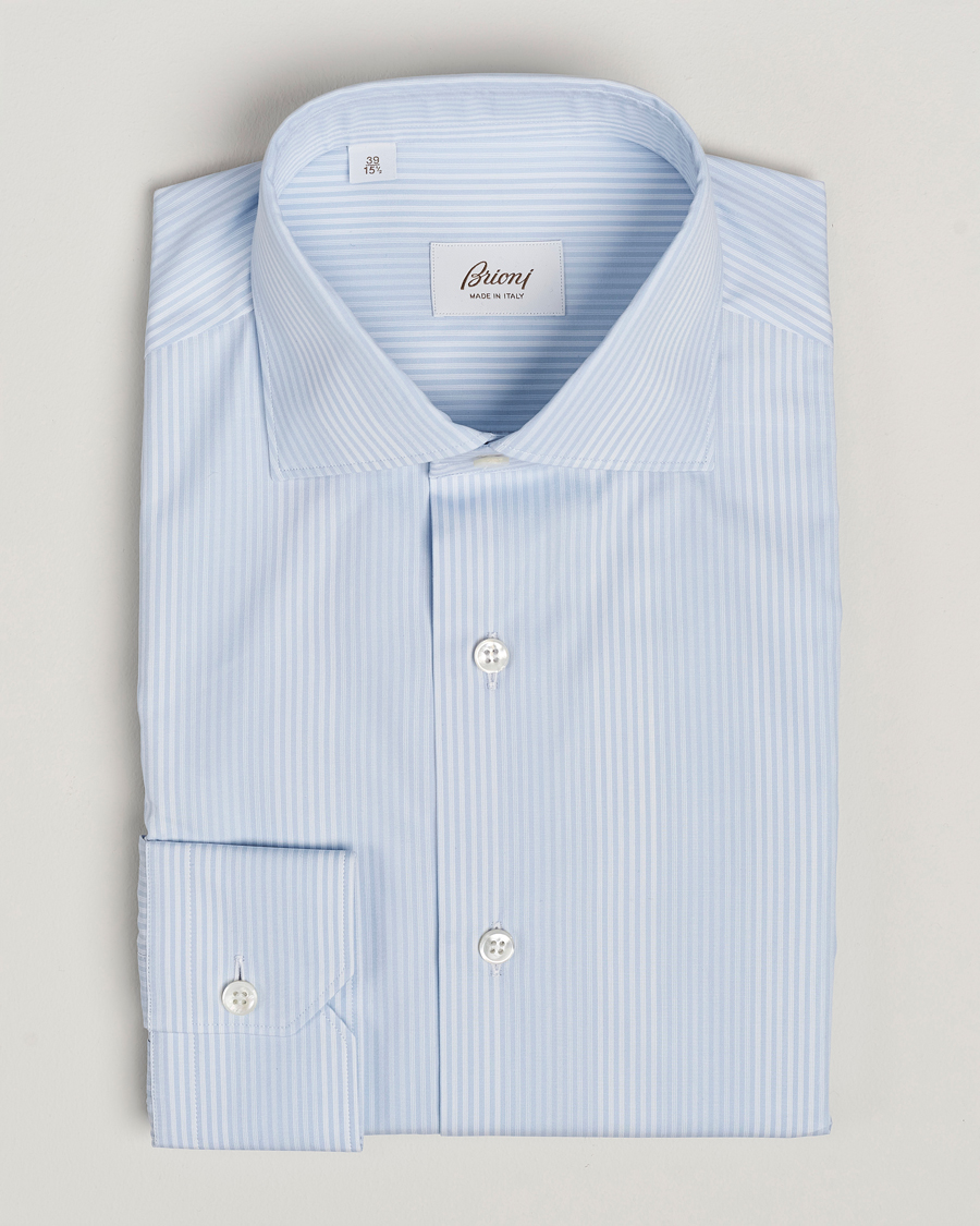 Herren | Hemden | Brioni | Slim Fit Striped Dress Shirt Light Blue