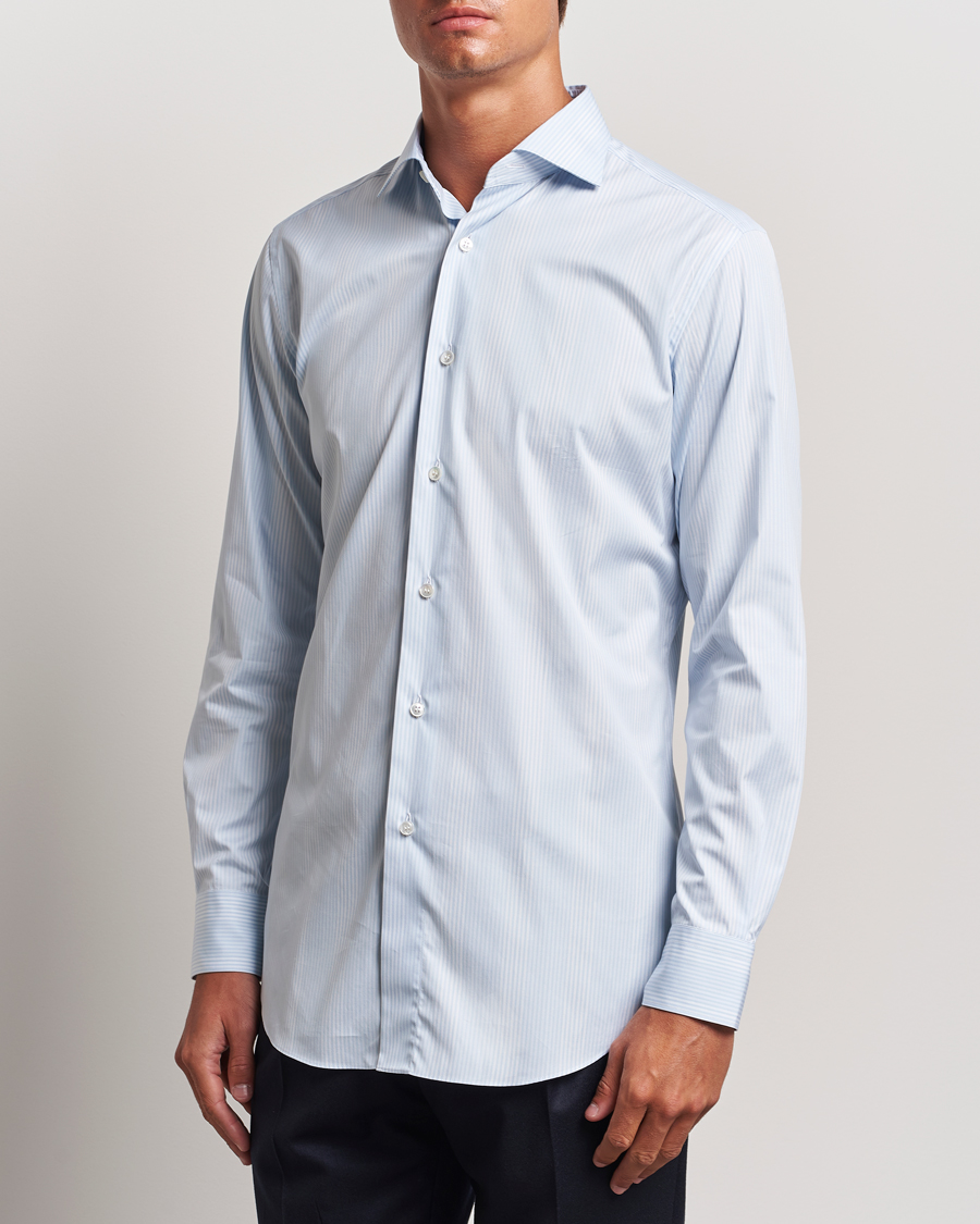 Herren | Hemden | Brioni | Slim Fit Striped Dress Shirt Light Blue