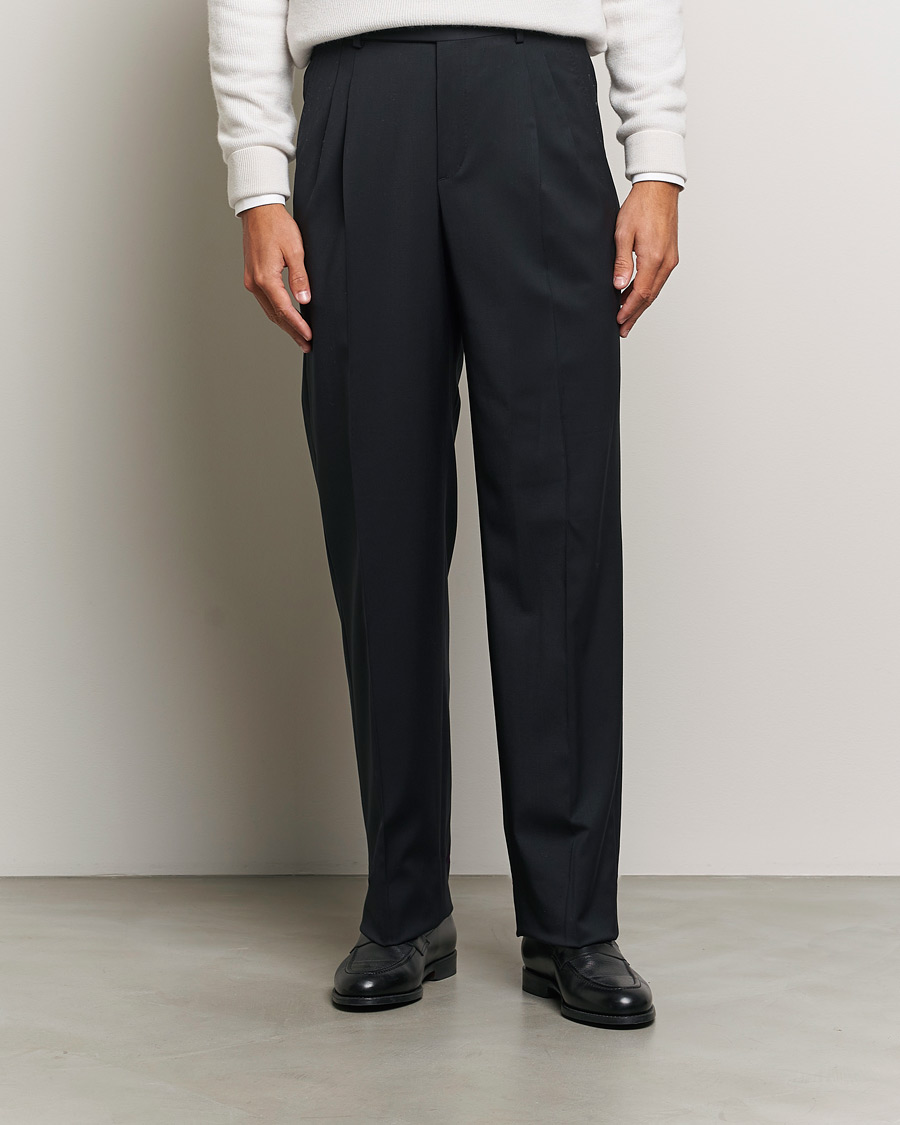 Herren | Hosen | Brioni | Pleated Wool Trousers Navy