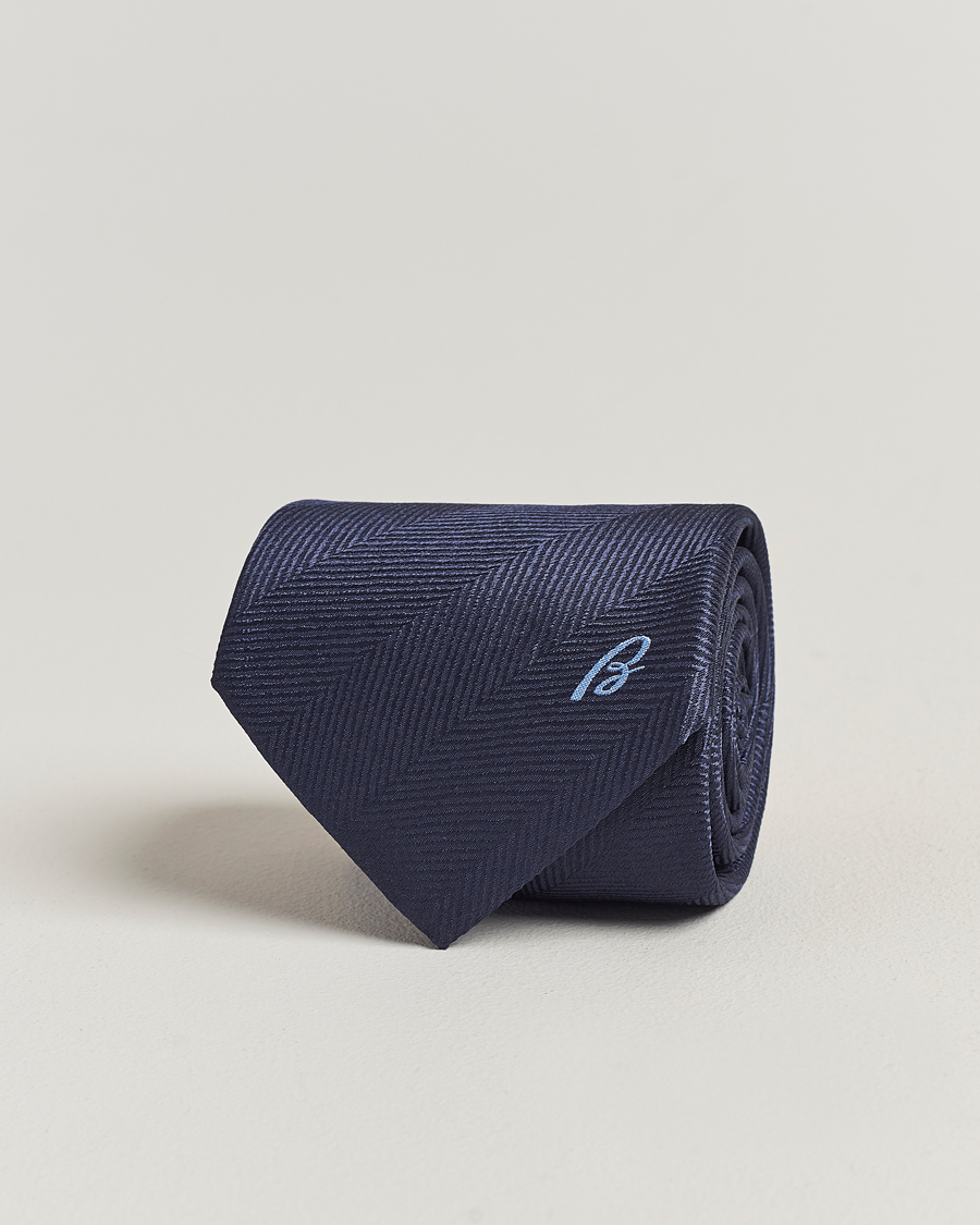 Herren | Brioni Herringbone Silk Tie Navy | Brioni | Herringbone Silk Tie Navy