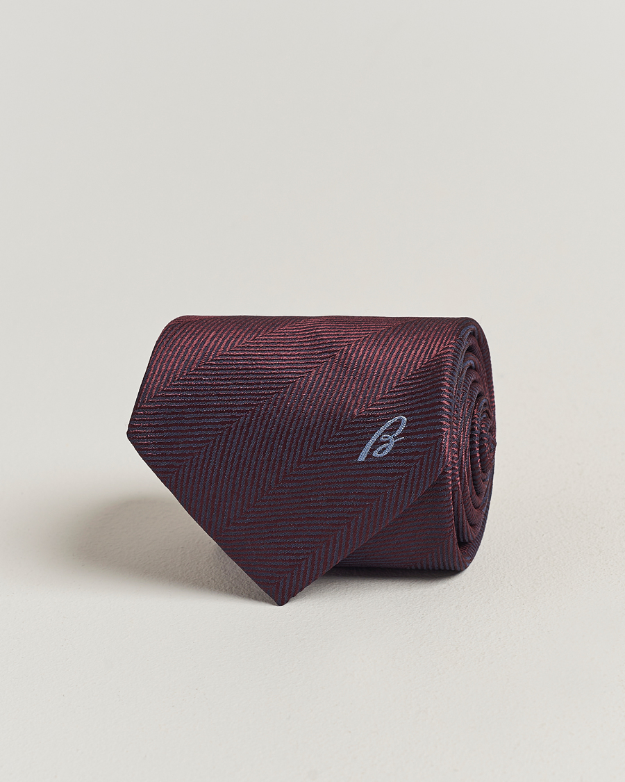 Herren | Brioni Herringbone Silk Tie Burgundy | Brioni | Herringbone Silk Tie Burgundy