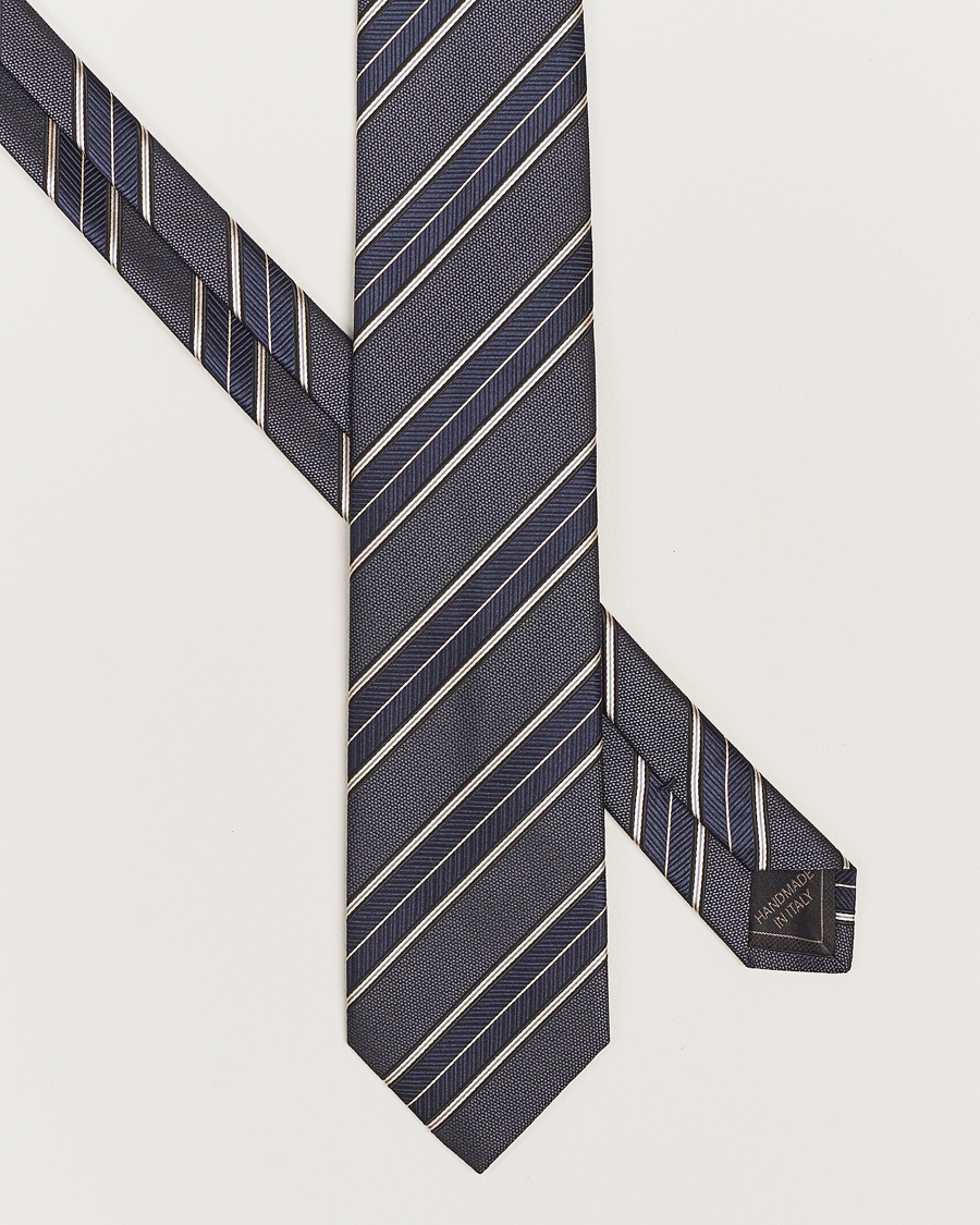 Herren | Brioni Regimental Stripe Silk Tie Navy | Brioni | Regimental Stripe Silk Tie Navy
