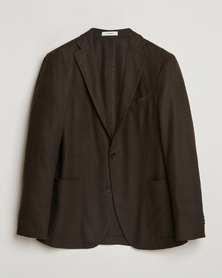 Herren | Sakkos | Boglioli | K Jacket Wool Herringbone Blazer Dark Brown