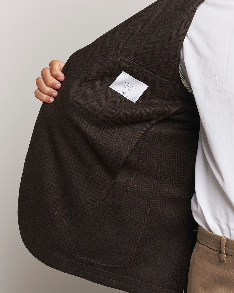Herren | Sakkos | Boglioli | K Jacket Wool Herringbone Blazer Dark Brown