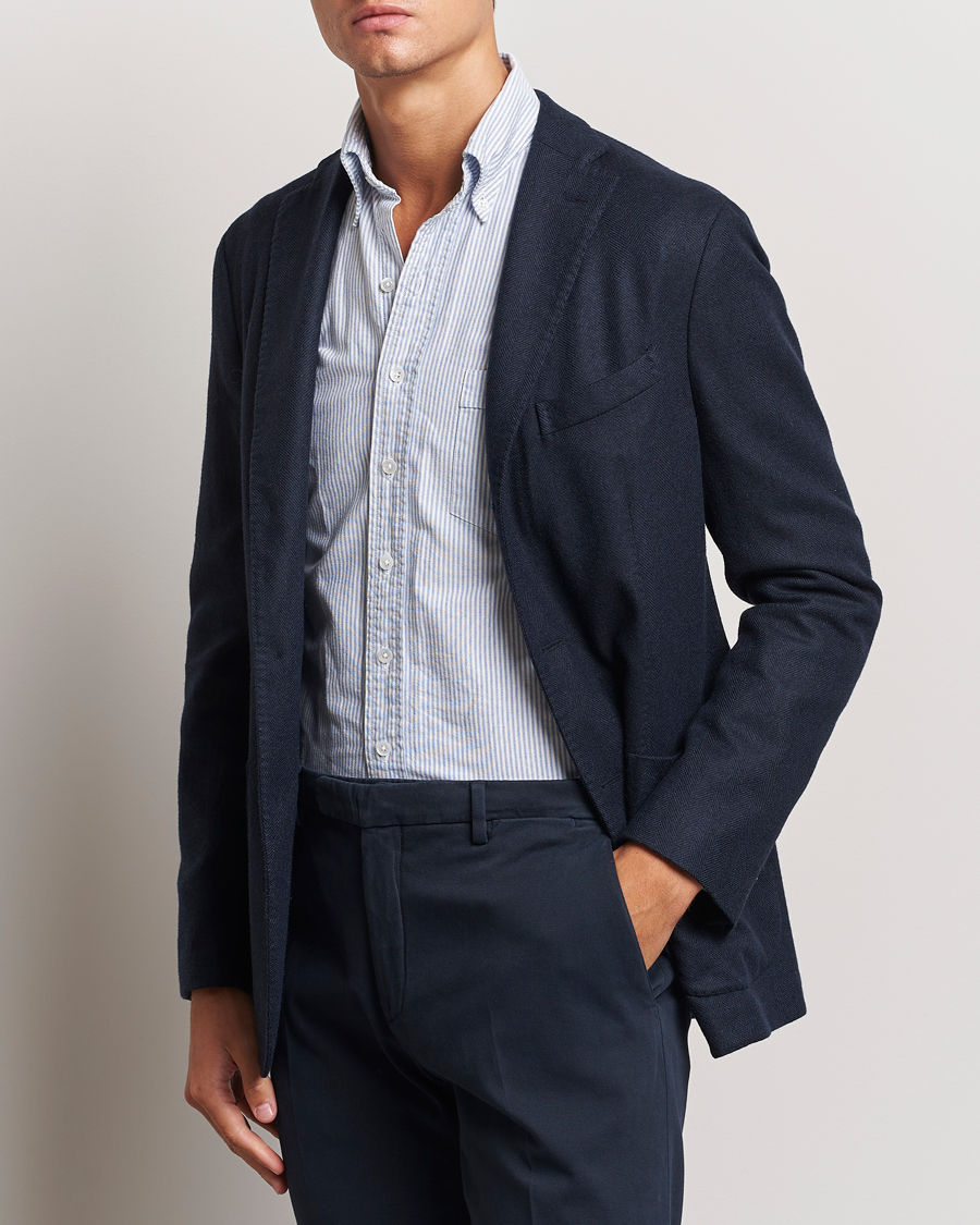 Herren | Sakkos | Boglioli | K Jacket Wool Herringbone Blazer Navy