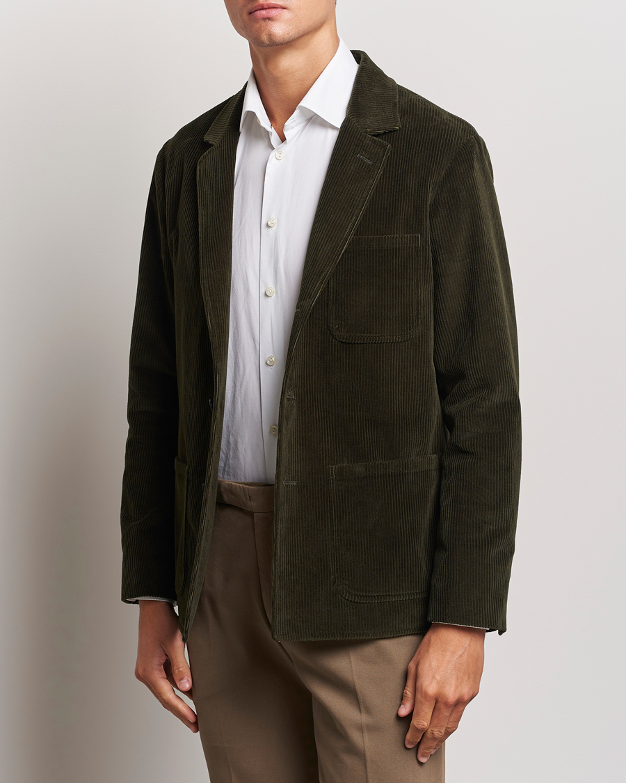 Herren | Sakkos | Boglioli | Wale Corduroy Painter Jacket Dark Green
