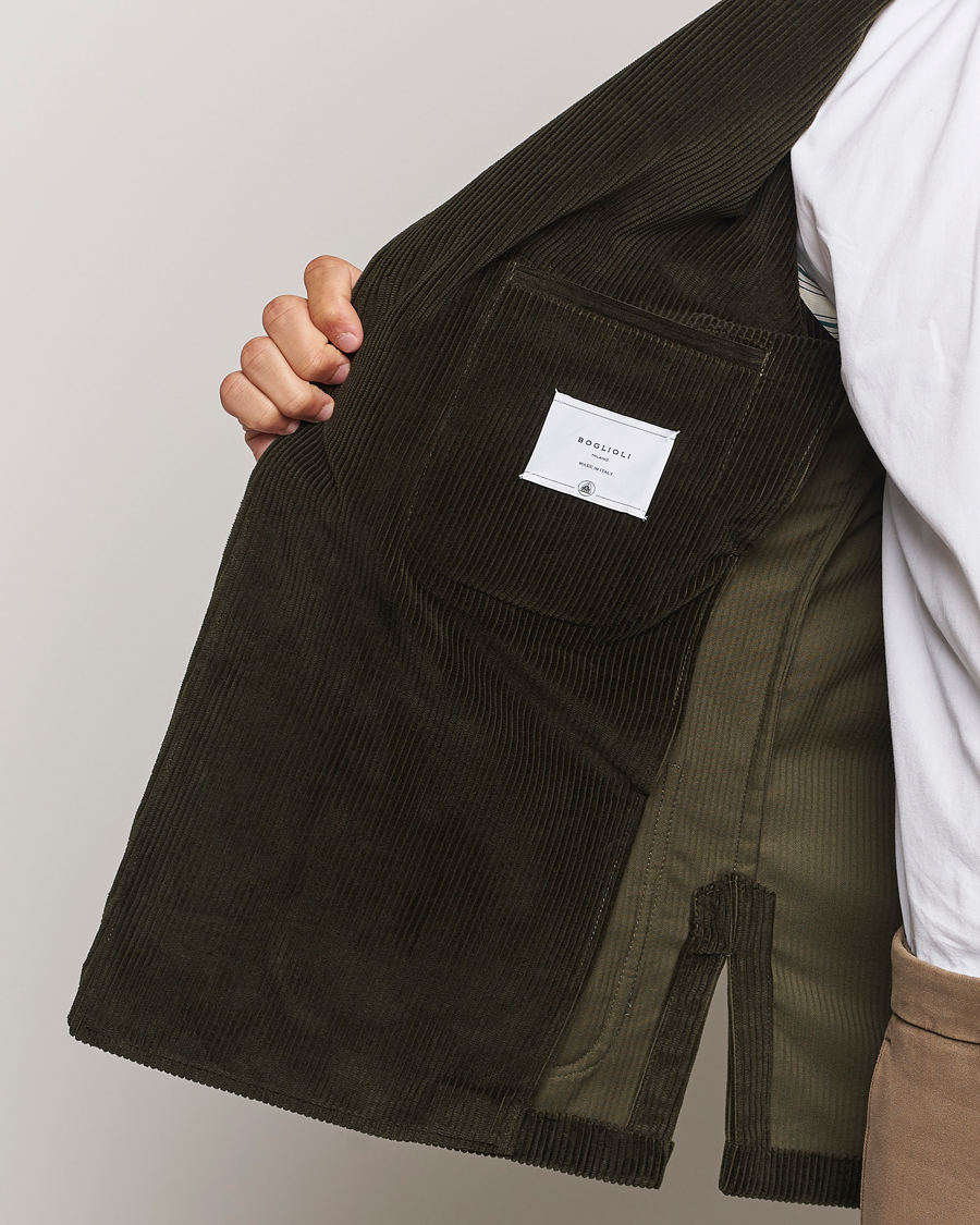 Herren | Sakkos | Boglioli | Wale Corduroy Painter Jacket Dark Green
