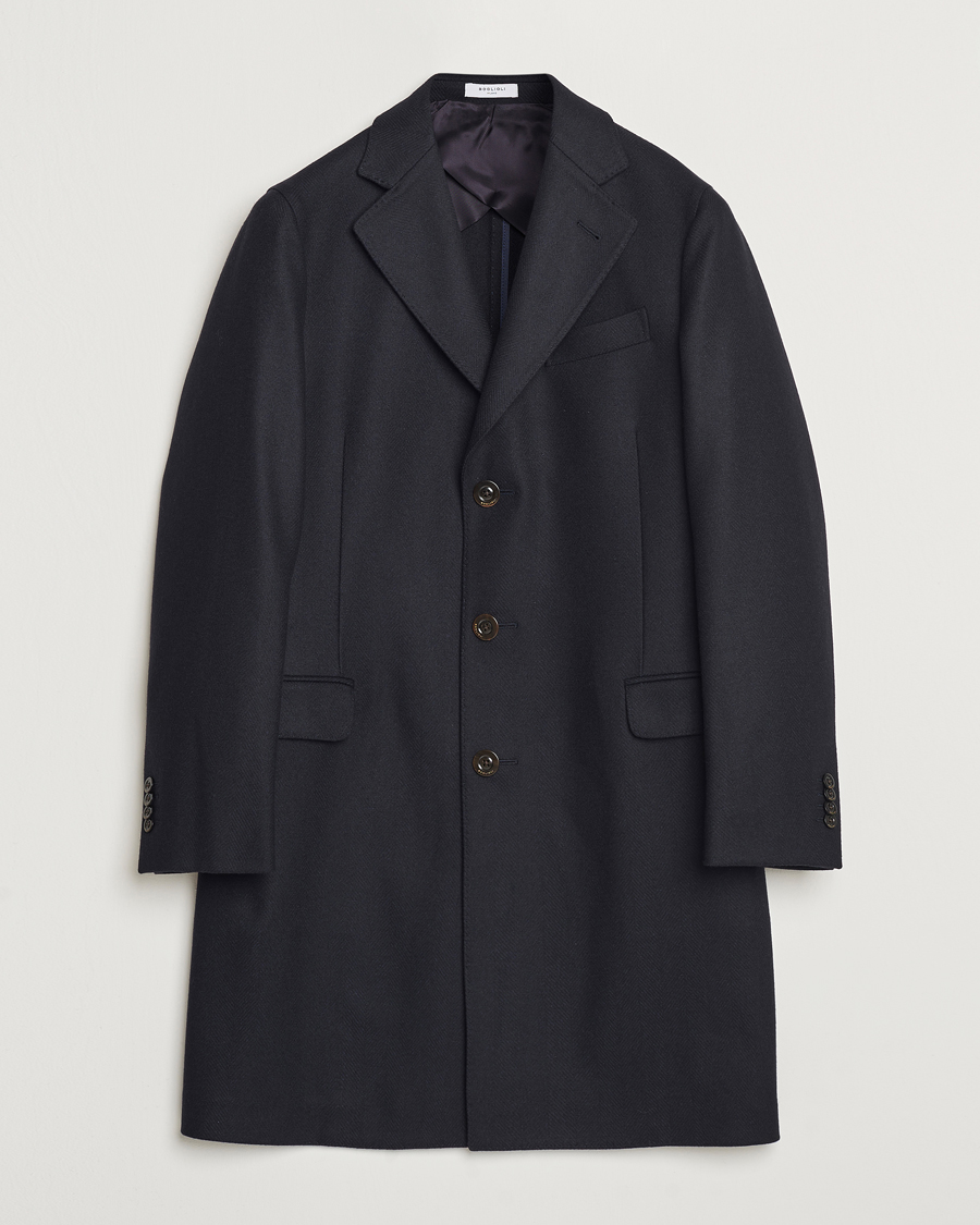 Herren | Jacken | Boglioli | Herringbone Wool Coat Navy
