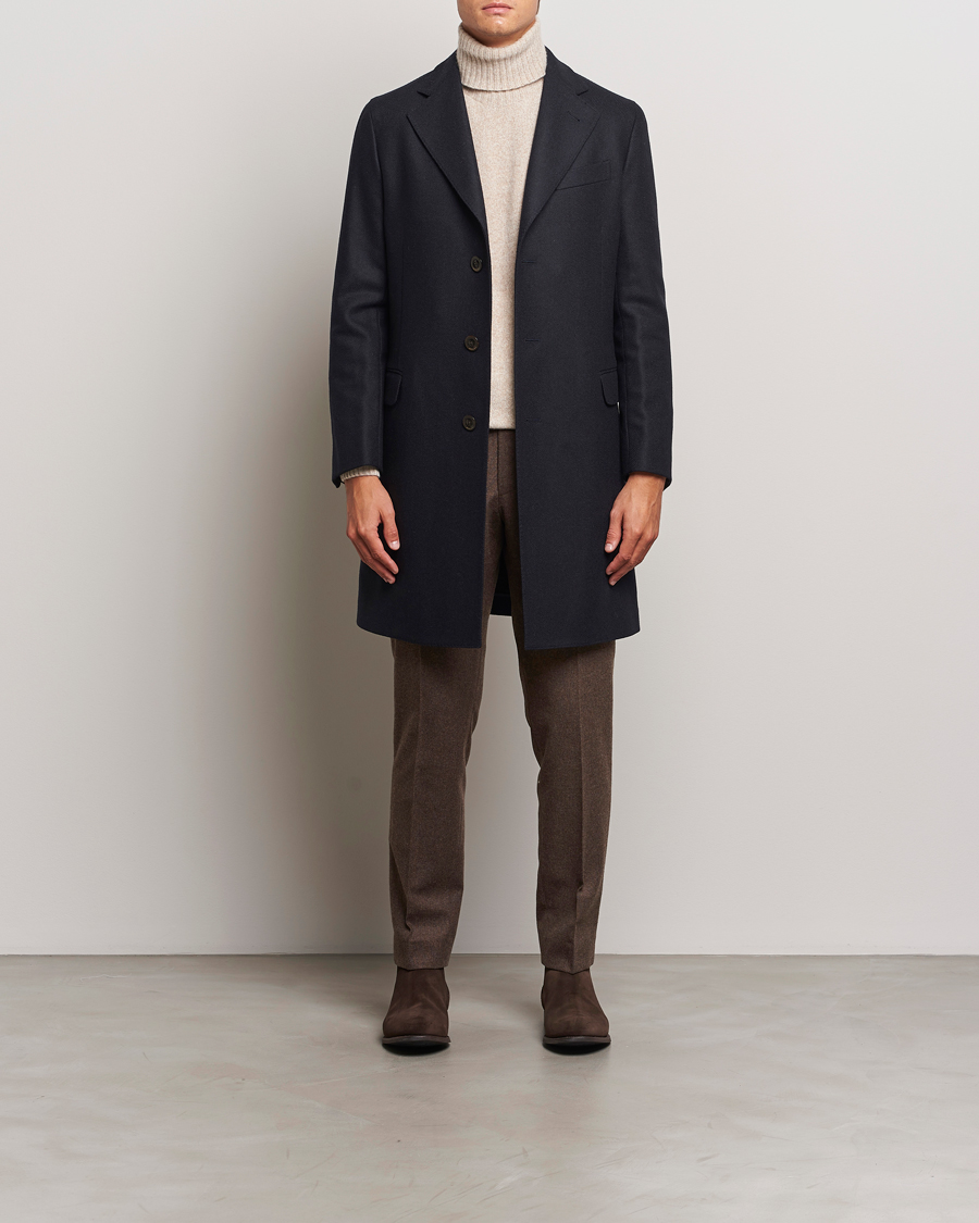 Herren | Jacken | Boglioli | Herringbone Wool Coat Navy