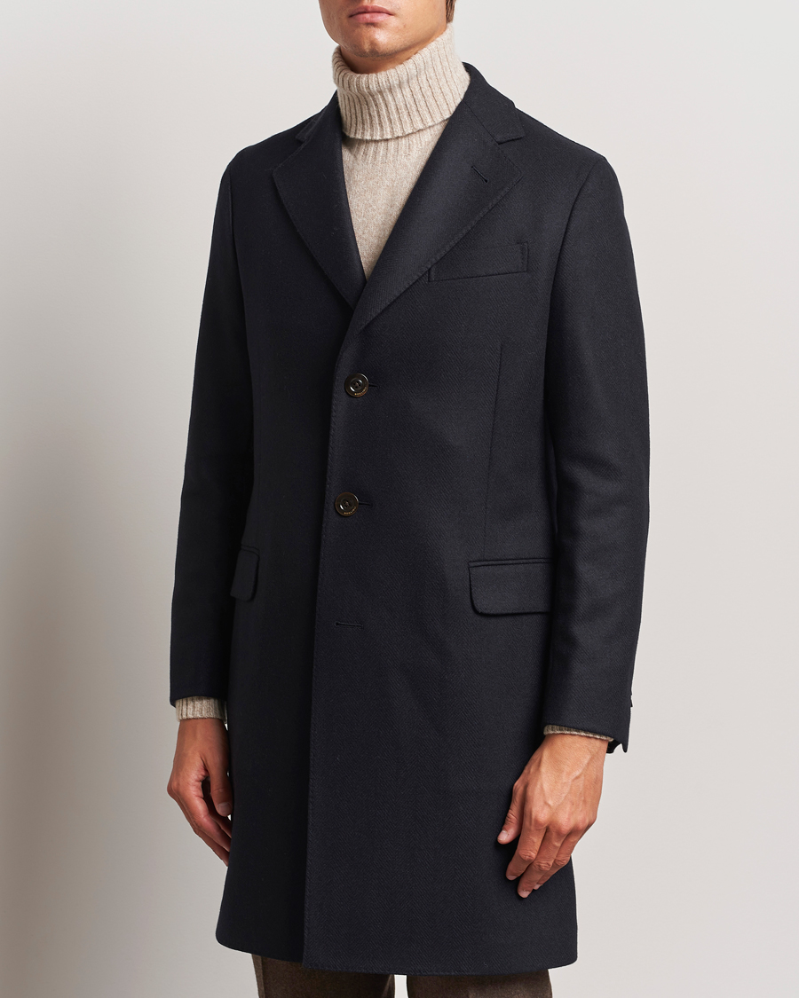 Herren | Jacken | Boglioli | Herringbone Wool Coat Navy