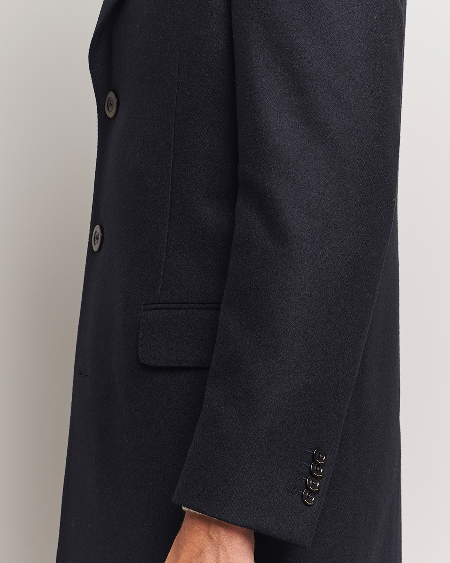 Herren | Jacken | Boglioli | Herringbone Wool Coat Navy