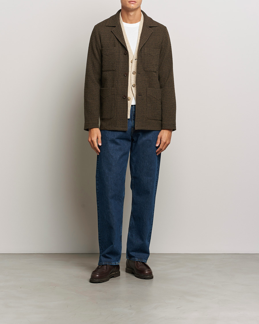 Herren | Jacken | Aspesi | Wool Houndstooth Jacket Dark Brown