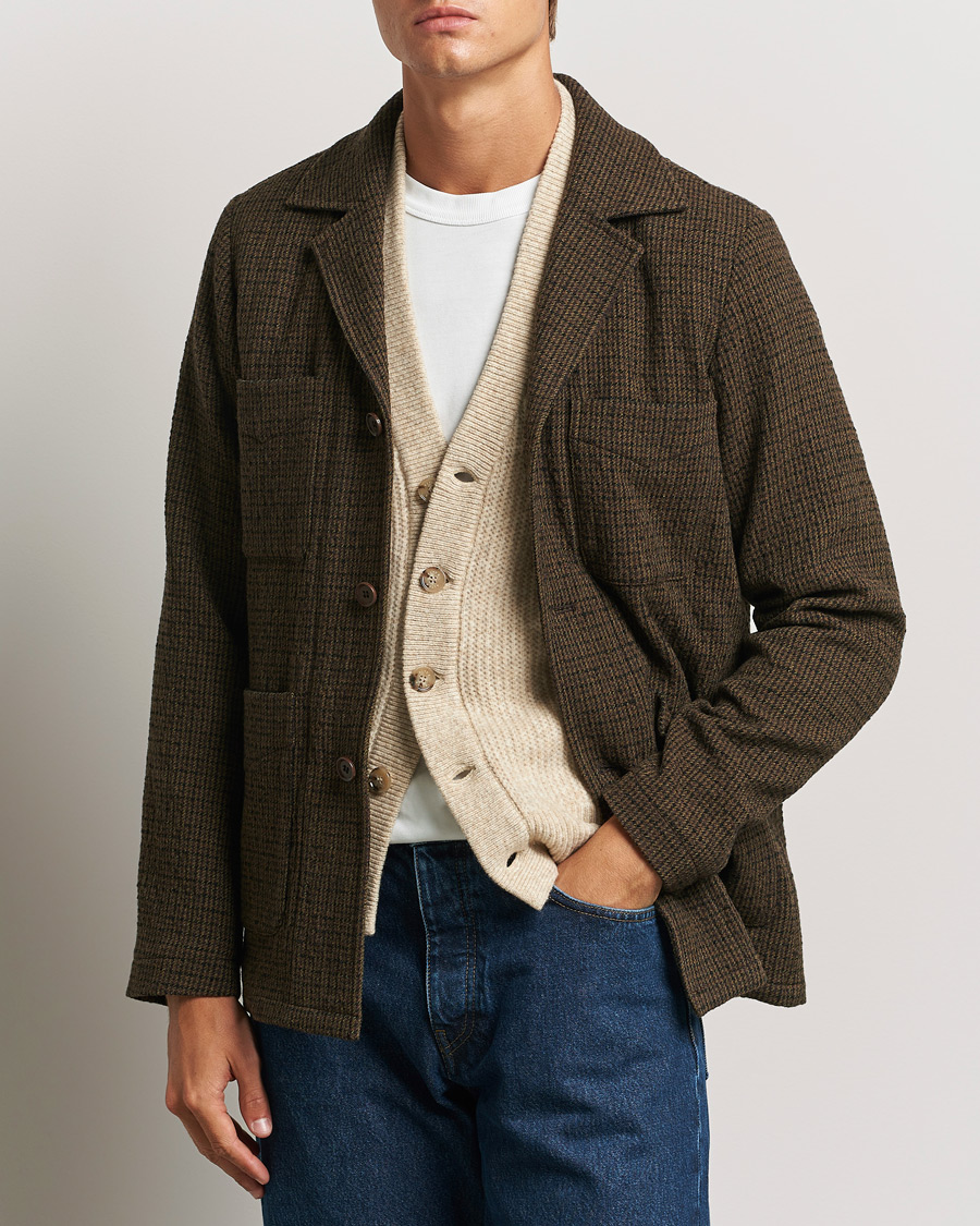 Herren | Jacken | Aspesi | Wool Houndstooth Jacket Dark Brown